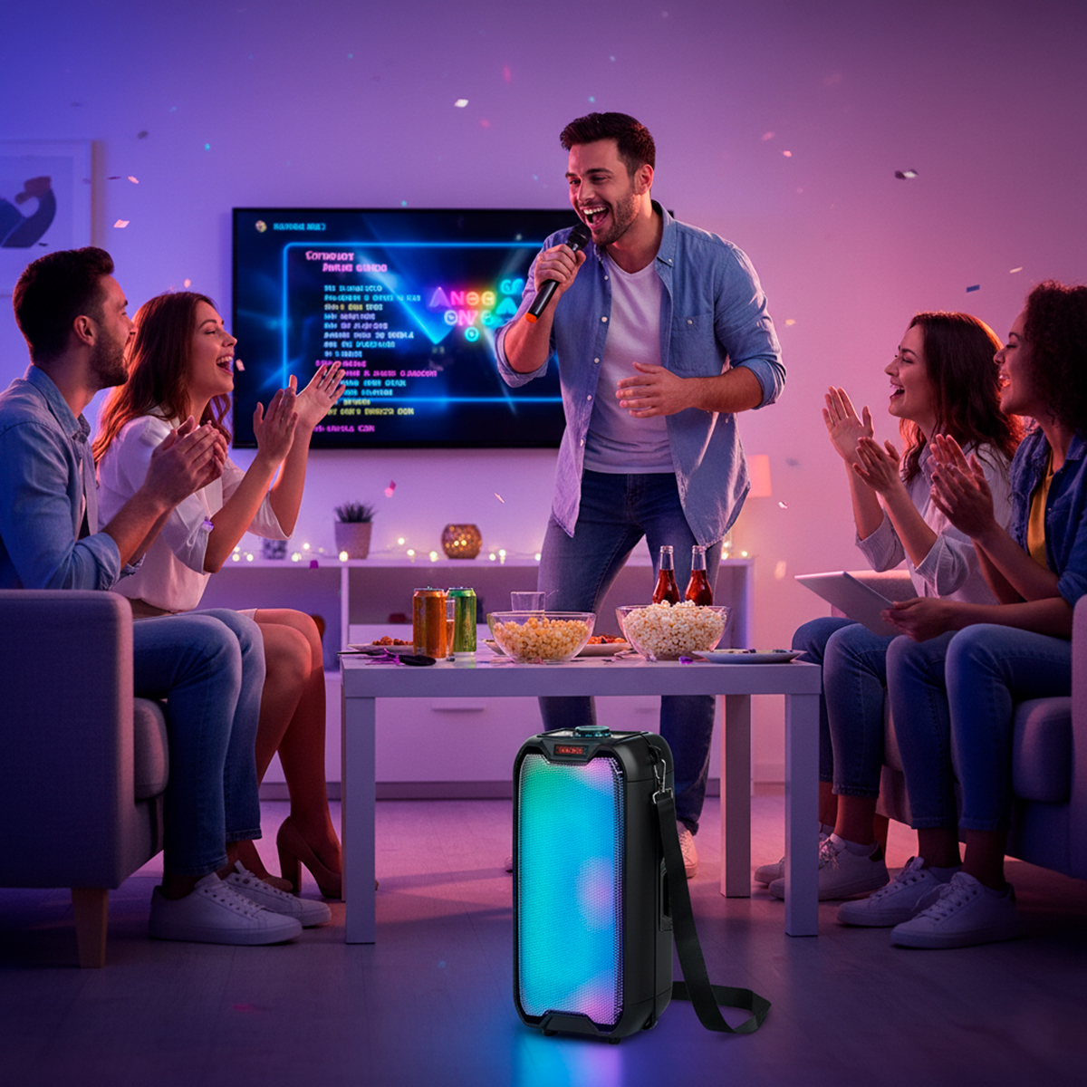 Caixa de Som Amplificada Bluetooth com Microfone e LED - Imagem 7