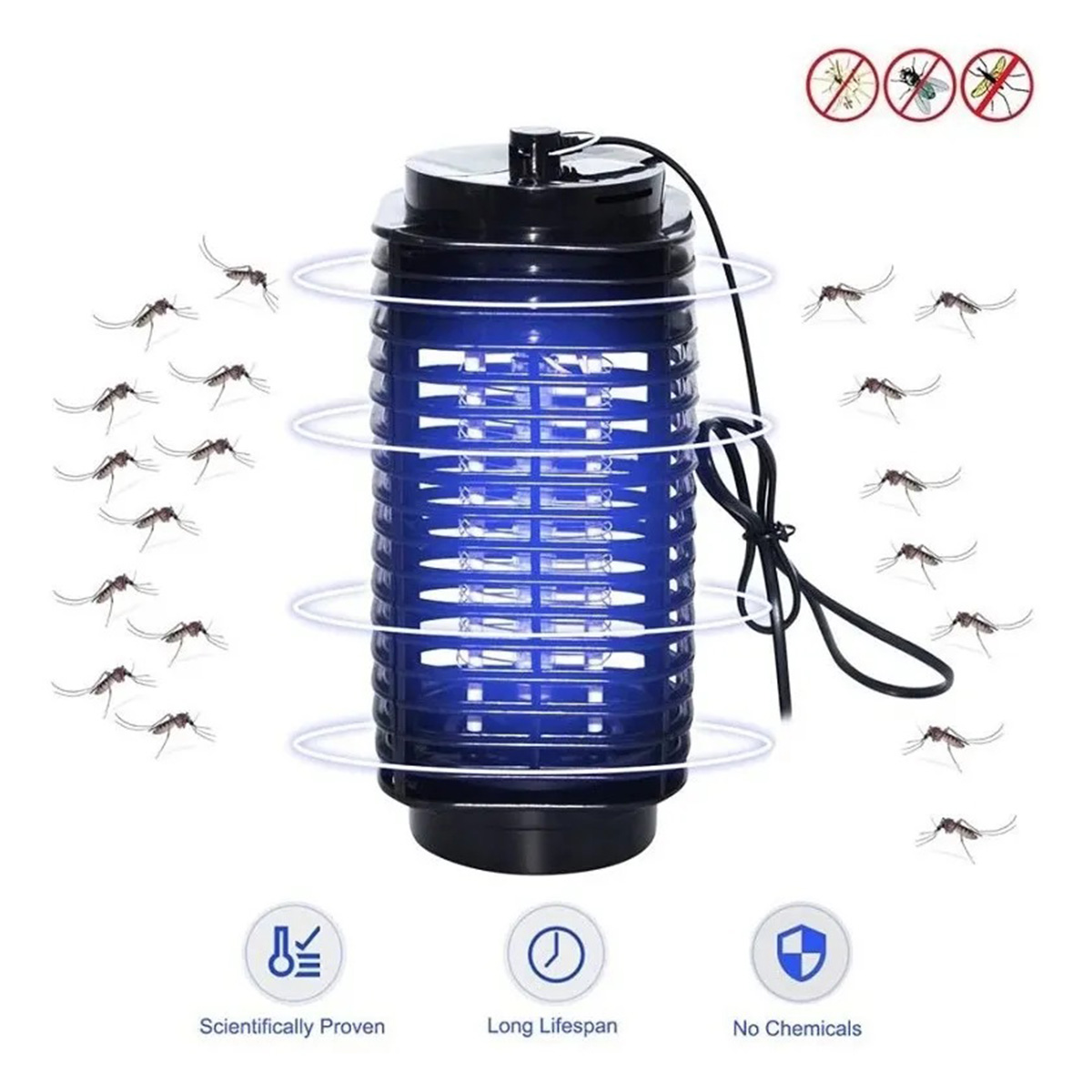 Armadilha Mata Mosquito Elétrica LED 110 V Preto - Imagem 2