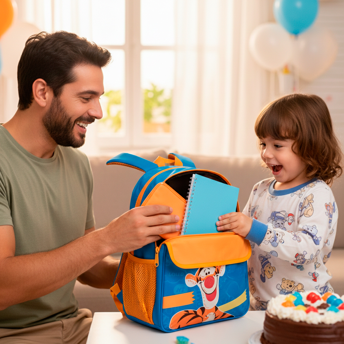 Mochila Infantil com Capuz Cachorro Azul e Amarelo 14 L - Imagem 4
