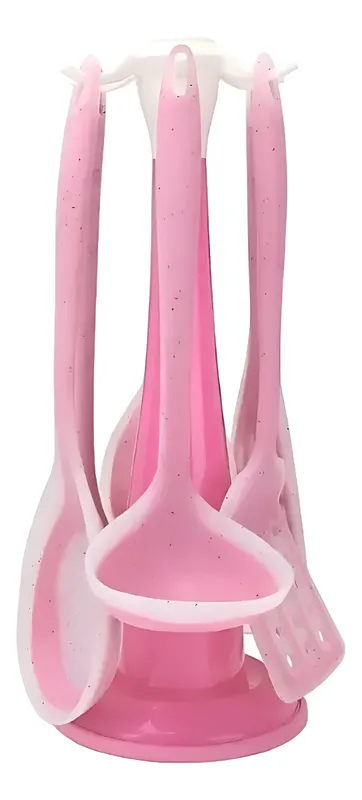 Kit Utensílios de Cozinha Silicone 7 Peças Rosa - Imagem 4