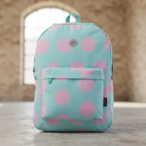 Mochila de Costas Feminina Juvenil Bolinhas Verde Claro