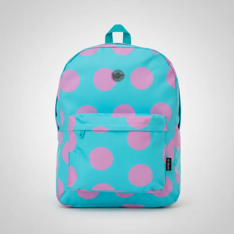 Mochila de Costas Feminina Juvenil Bolinhas Verde Claro - Imagem 3